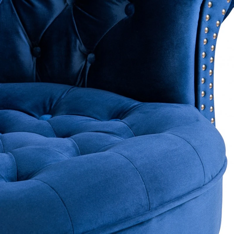 Фотьойл Честърфийлд Людовик, синьо кадифе